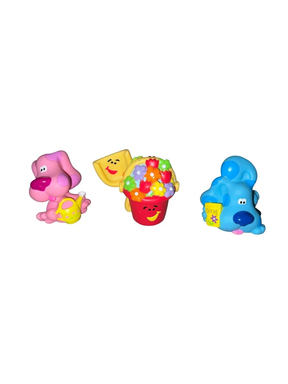 Nick Jr. Blue's Clues BLUE SHOVEL PAIL  MAGENTA 3” Figures 2000 Mattel Garden